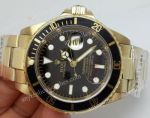 Classic Model Rolex Yellow Gold Submariner Watch Black Face / Black Bezel